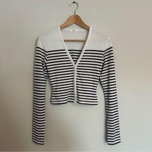 Rag & Bone Striped V-neck Cropped Cardigan